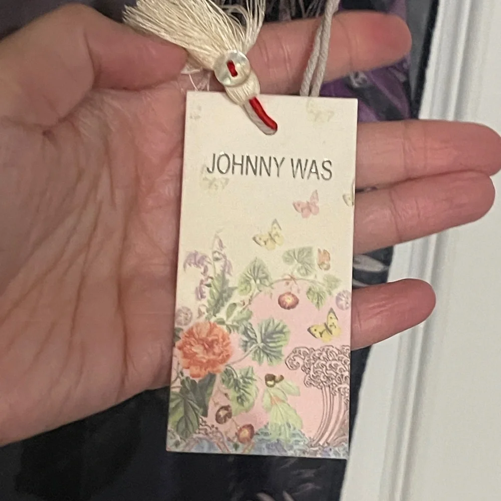 NEW JOHNNY WAS GREY Purple SCARF $110 Floral Print Tassels 100% Silk